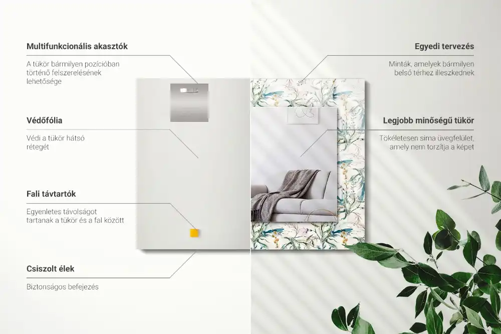 Espejo rectangular estampado Patrón floral de acuarela