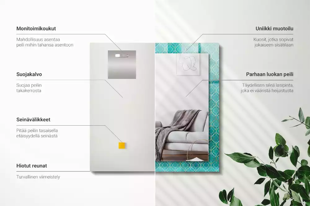 Espejo rectangular impreso Patrón geométrico verde