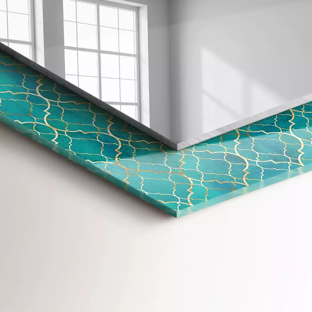 Espejo rectangular impreso Patrón geométrico verde