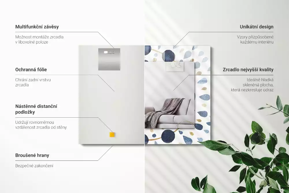 Espejo rectangular impreso Patrón de mandala abstracto