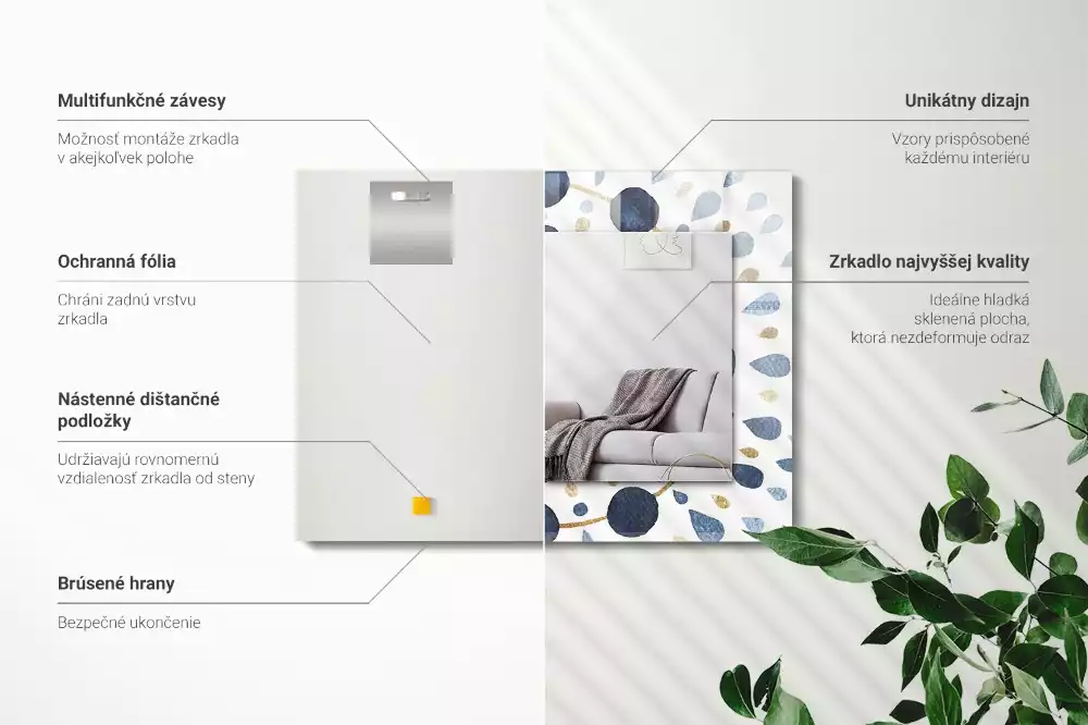 Espejo rectangular impreso Patrón de mandala abstracto