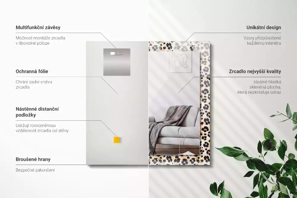 Espejo rectangular estampado Patrón de leopardo