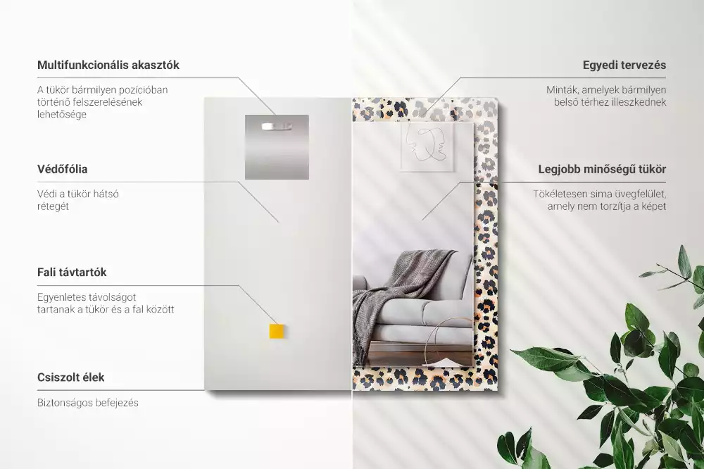 Espejo rectangular estampado Patrón de leopardo