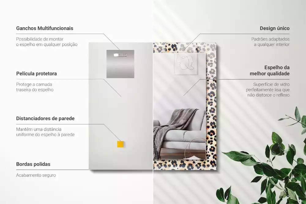 Espejo rectangular estampado Patrón de leopardo