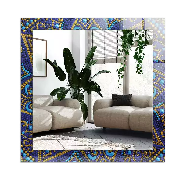 Espejo rectangular estampado Mandala de puntos azules
