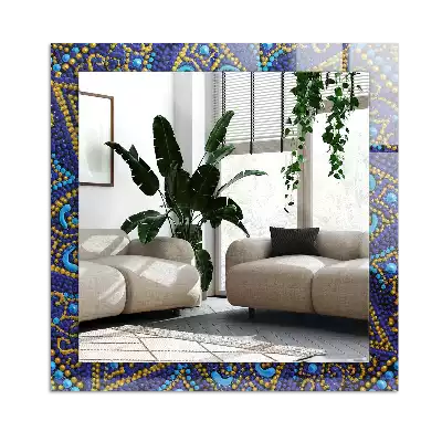 Espejo rectangular estampado Mandala de puntos azules