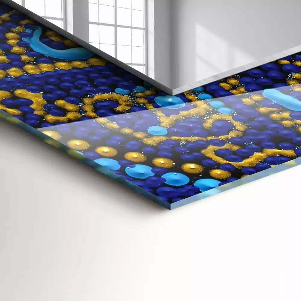 Espejo rectangular estampado Mandala de puntos azules