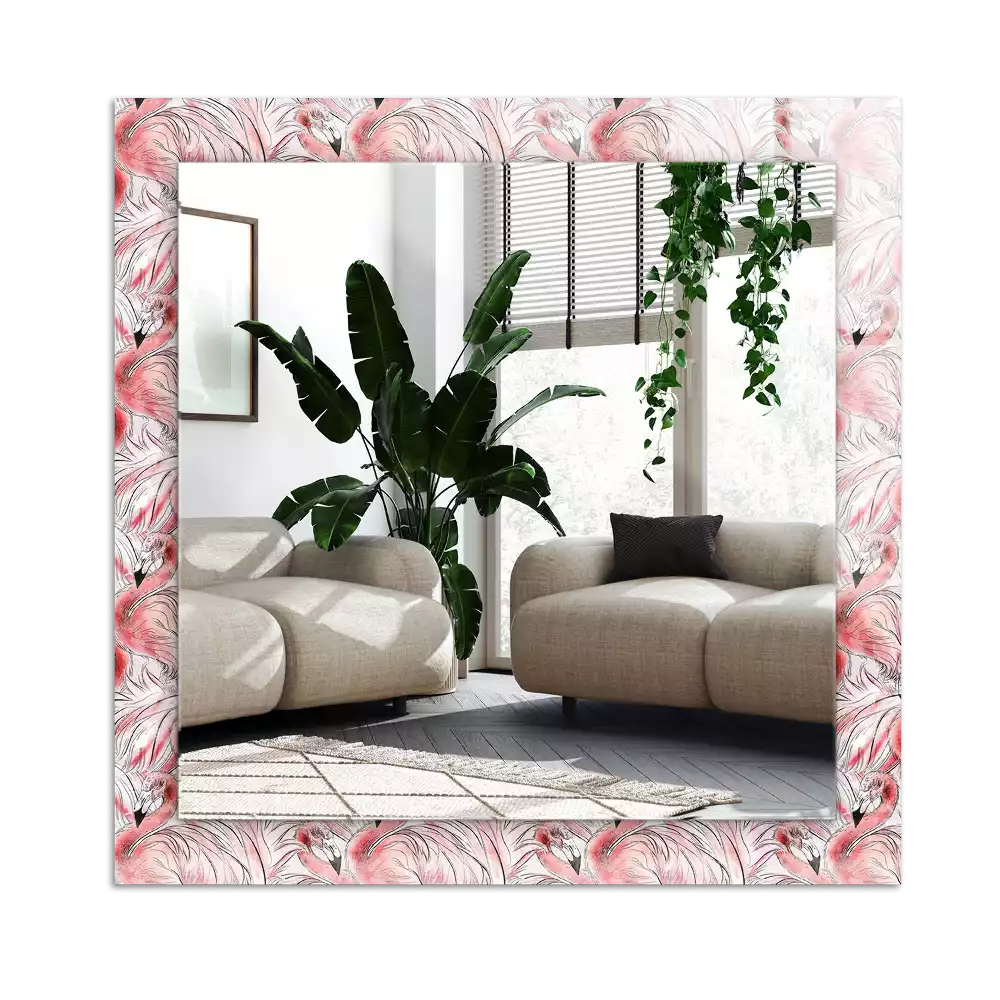 Espejo rectangular impreso flamencos rosados