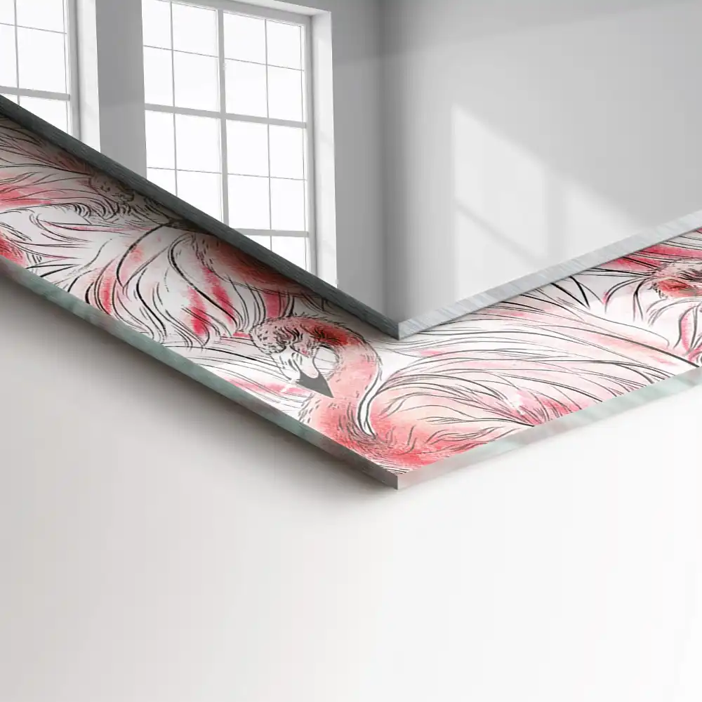 Espejo rectangular impreso flamencos rosados