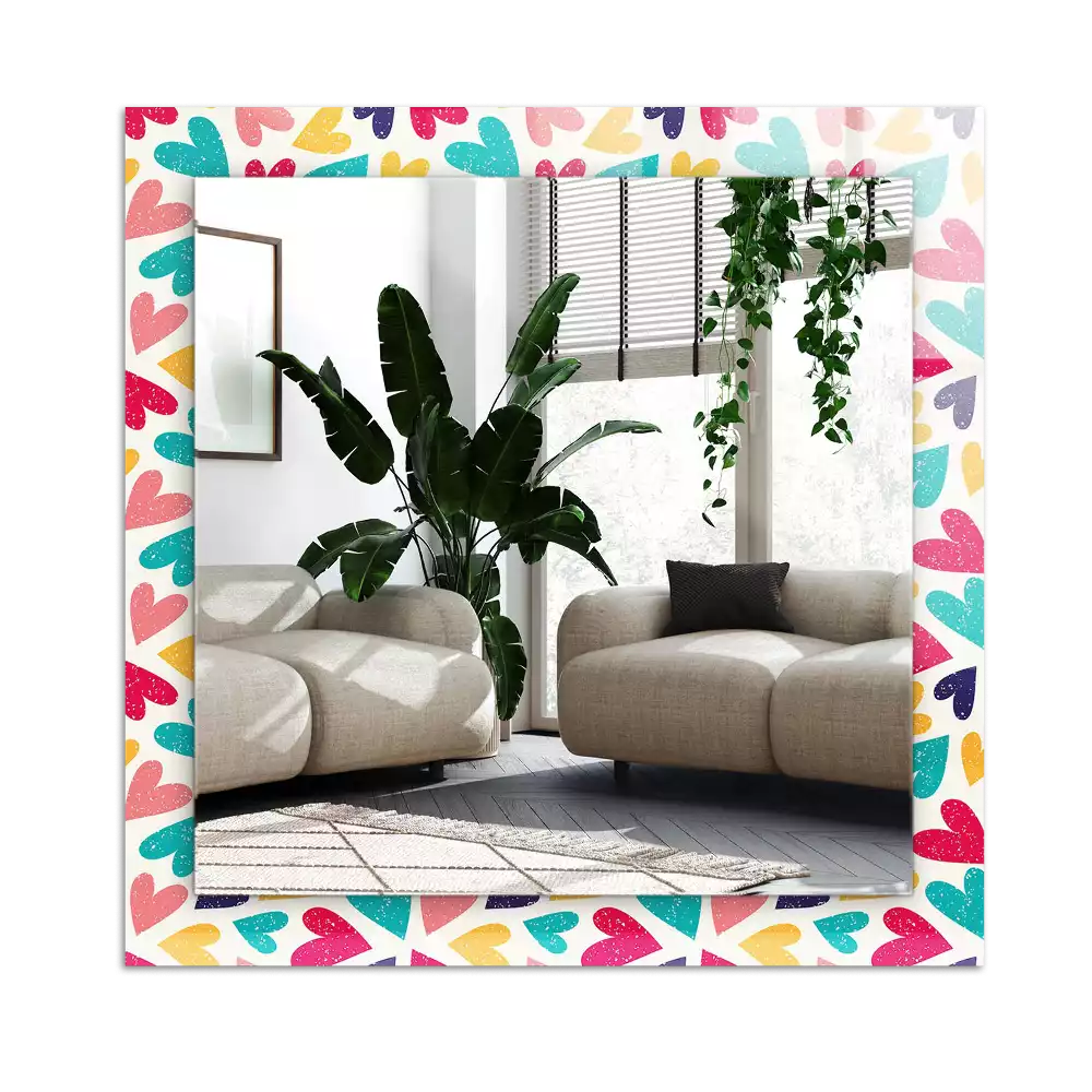 Espejo rectangular estampado Patrón de corazones de colores