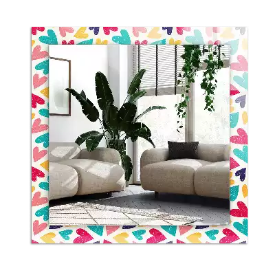 Espejo rectangular estampado Patrón de corazones de colores
