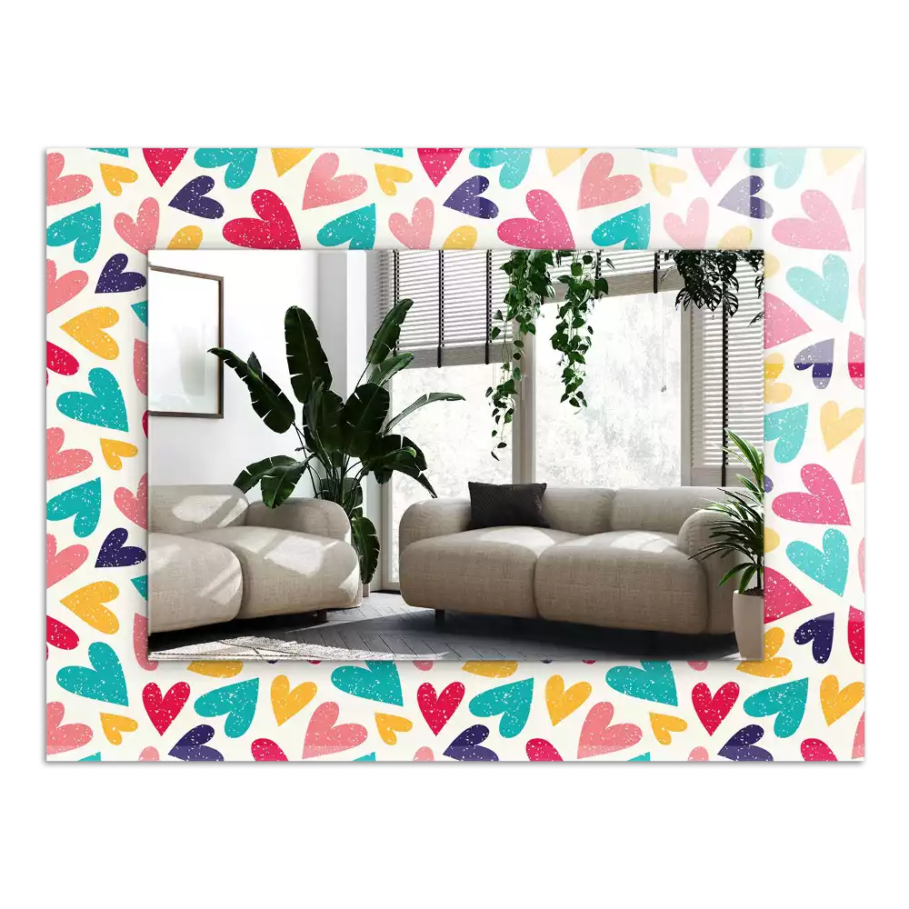 Espejo rectangular estampado Patrón de corazones de colores