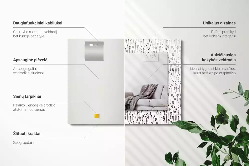 Espejo rectangular impreso Naturaleza minimalista