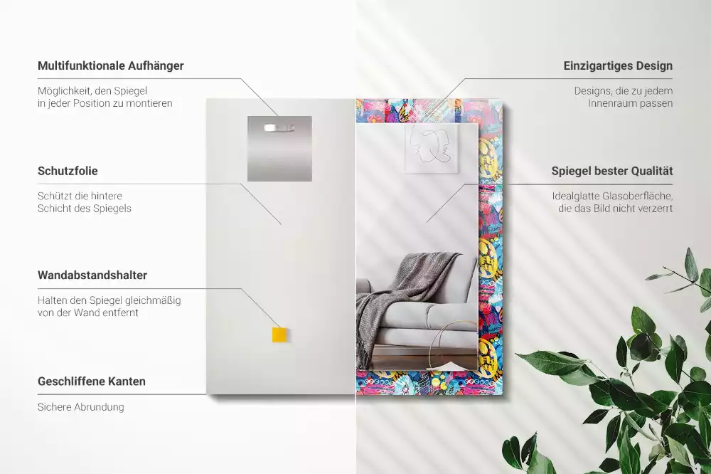 Espejo rectangular estampado Patrón abstracto colorido