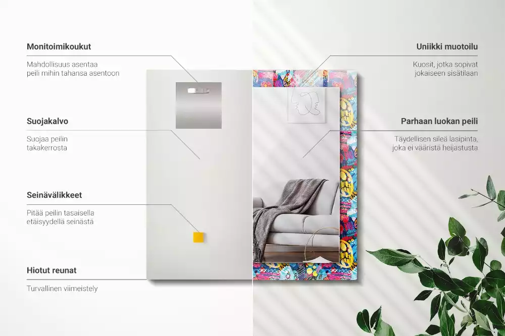 Espejo rectangular estampado Patrón abstracto colorido