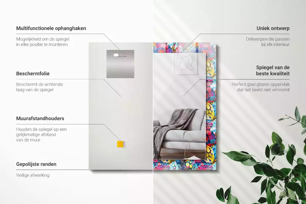 Espejo rectangular estampado Patrón abstracto colorido