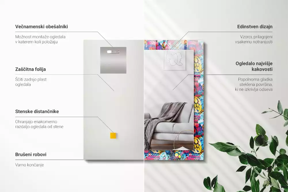 Espejo rectangular estampado Patrón abstracto colorido