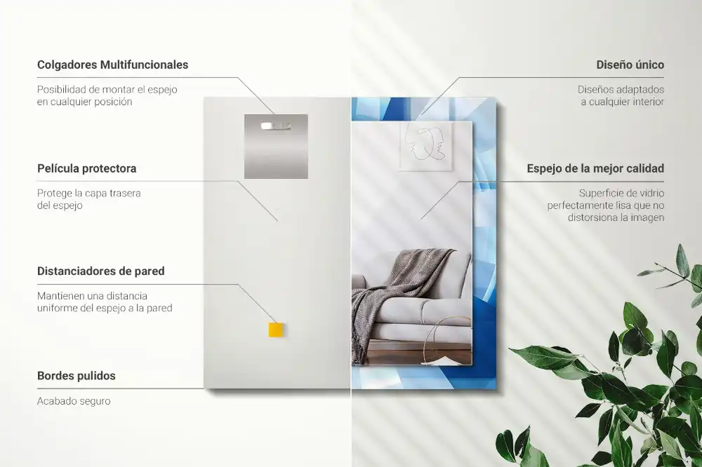 Espejo rectangular estampado Túnel abstracto