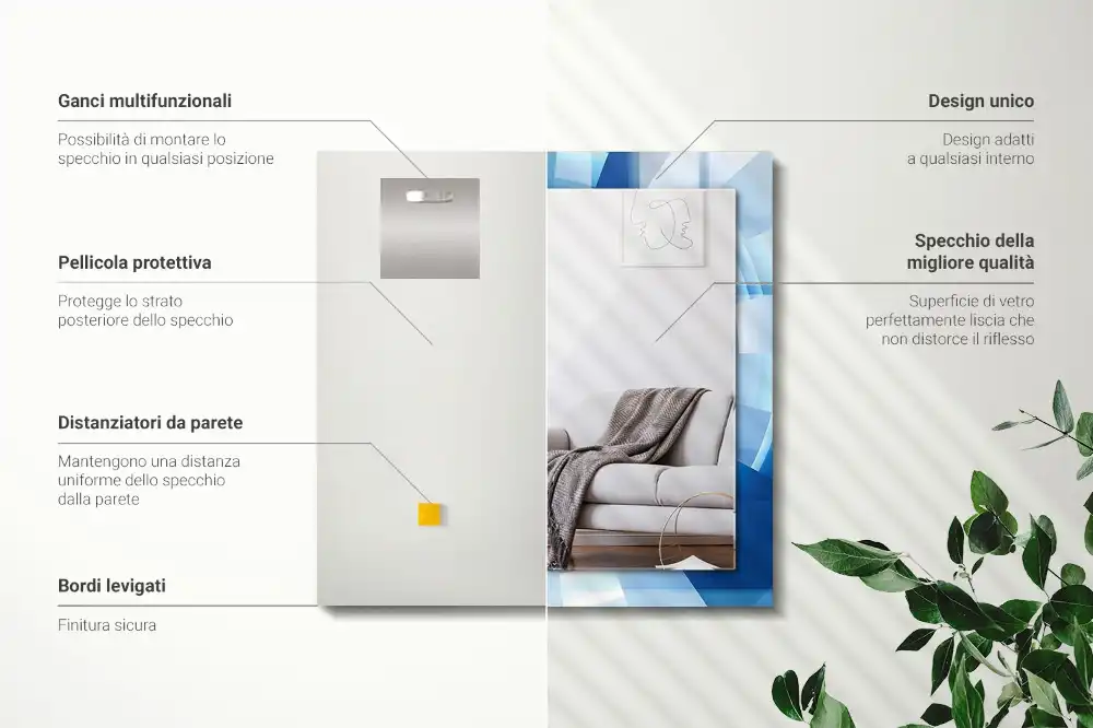 Espejo rectangular estampado Túnel abstracto