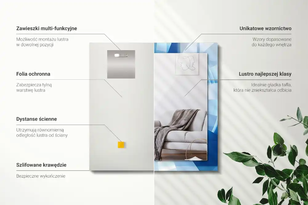 Espejo rectangular estampado Túnel abstracto