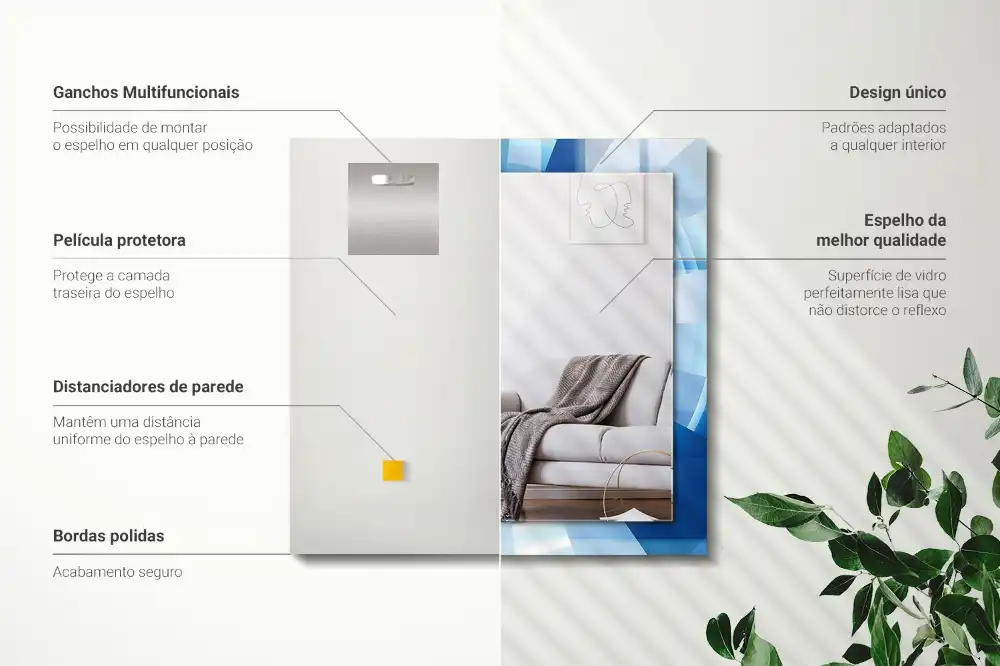 Espejo rectangular estampado Túnel abstracto