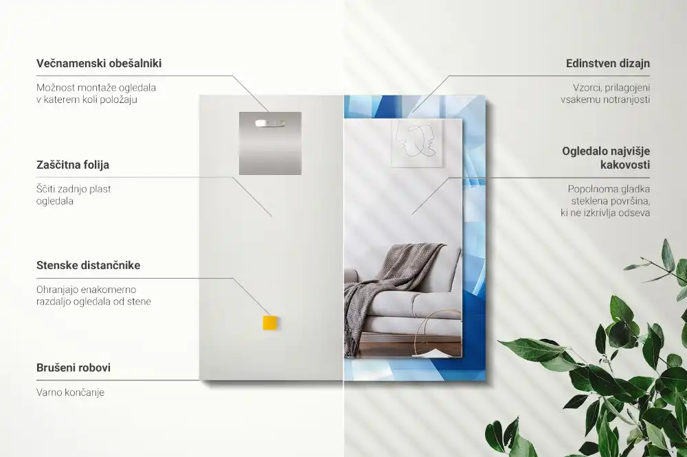 Espejo rectangular estampado Túnel abstracto