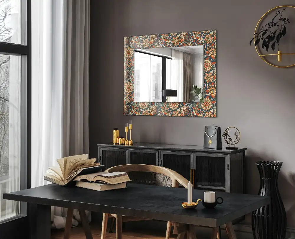 Espejo rectangular impreso Patrón de papel tapiz floral