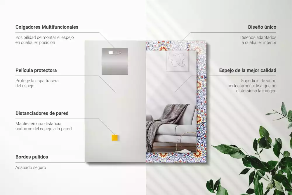 Espejo rectangular estampado Mandalas