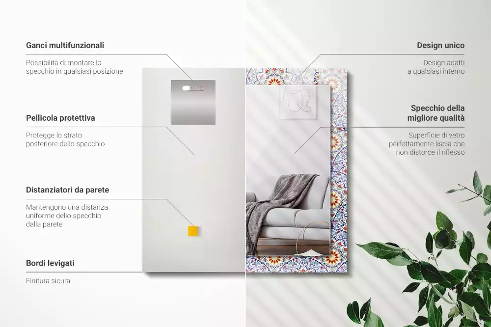 Espejo rectangular estampado Mandalas