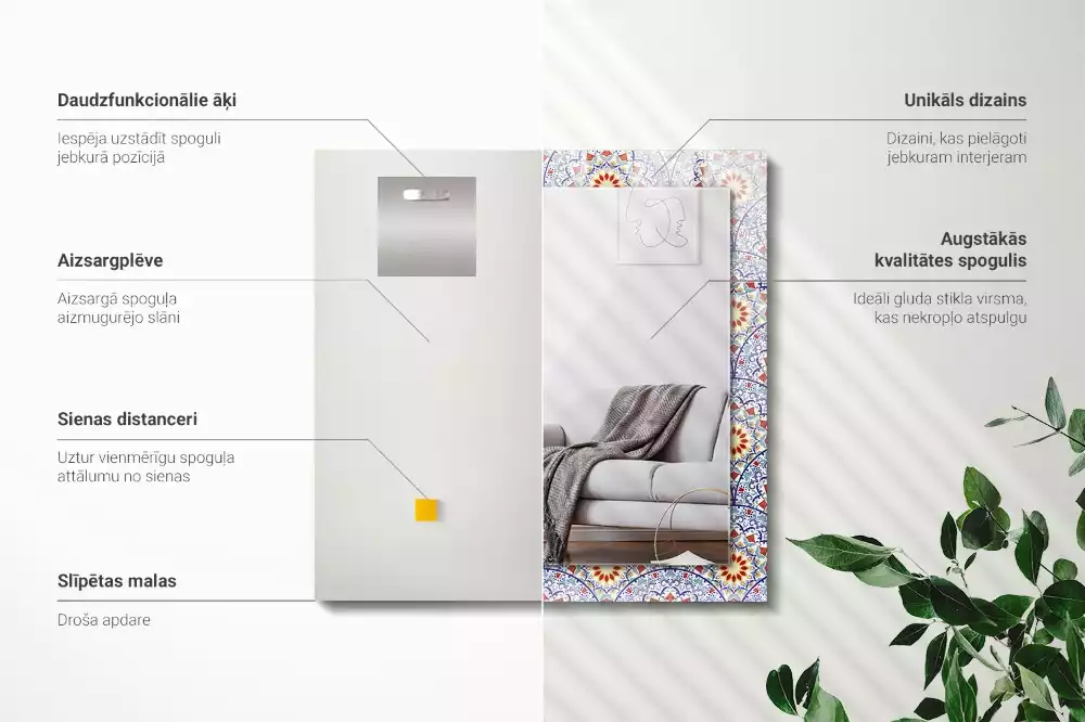 Espejo rectangular estampado Mandalas