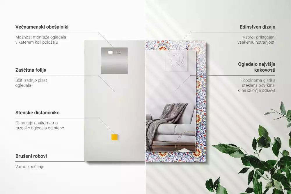 Espejo rectangular estampado Mandalas