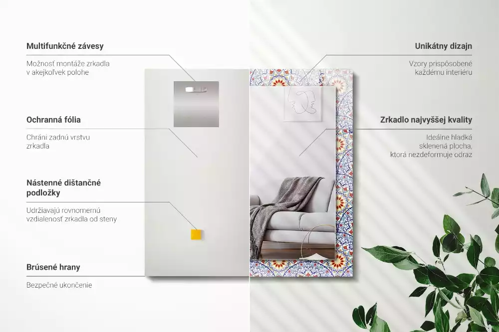 Espejo rectangular estampado Mandalas