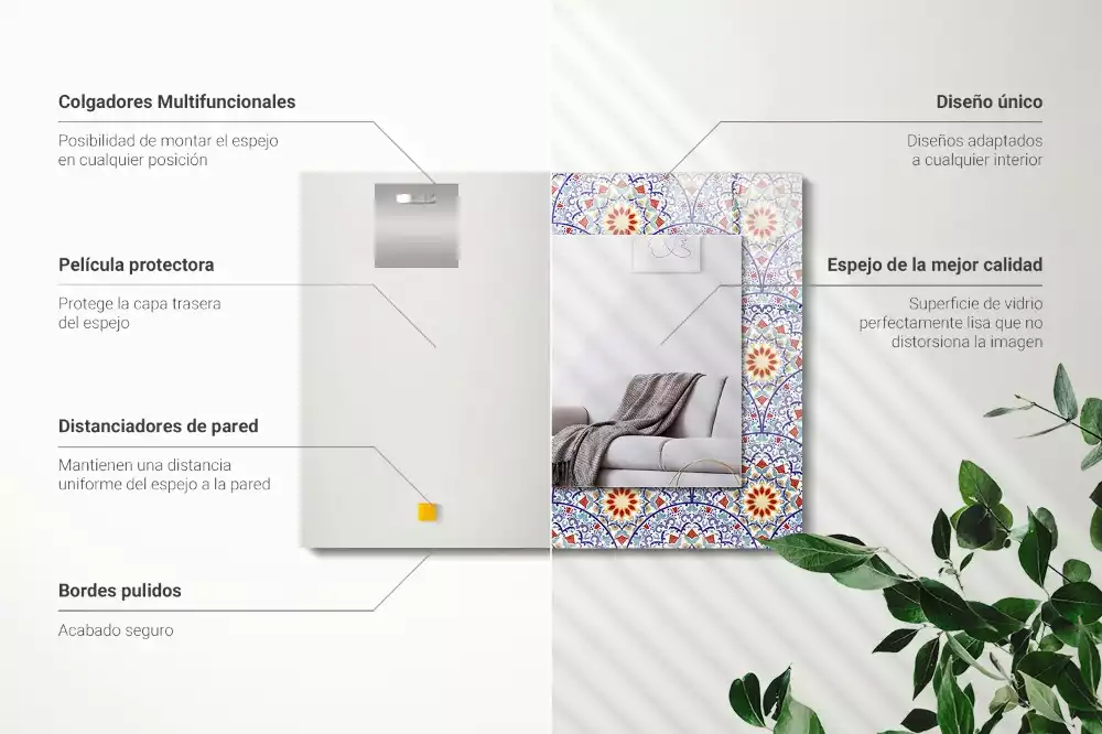 Espejo rectangular estampado Mandalas