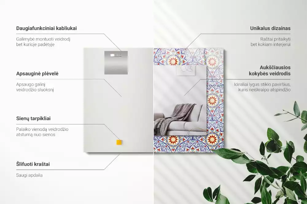 Espejo rectangular estampado Mandalas