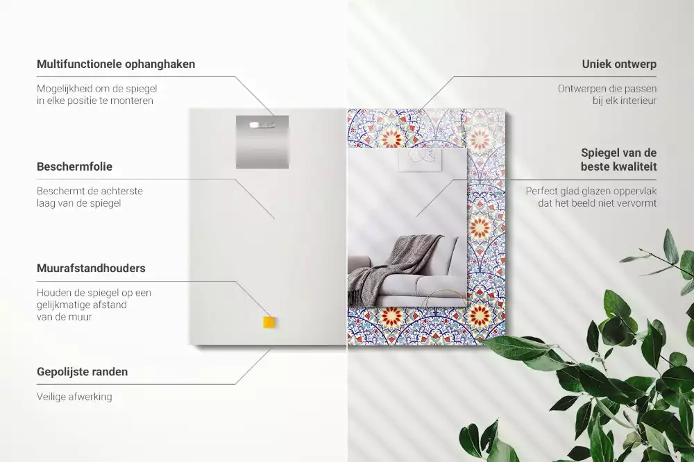 Espejo rectangular estampado Mandalas