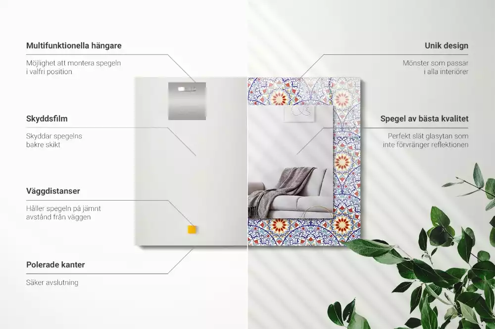 Espejo rectangular estampado Mandalas