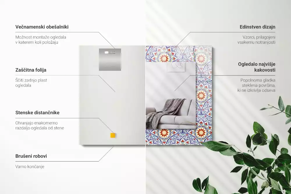 Espejo rectangular estampado Mandalas