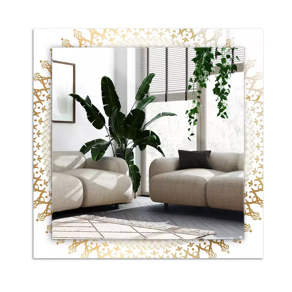 Espejo rectangular estampado patrón de mandala