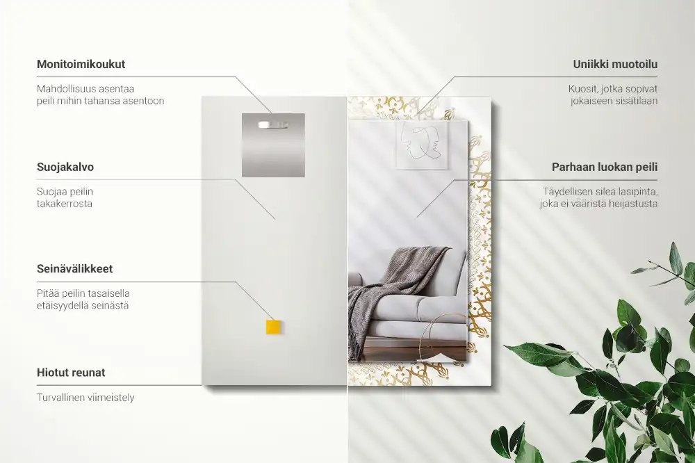 Espejo rectangular estampado patrón de mandala