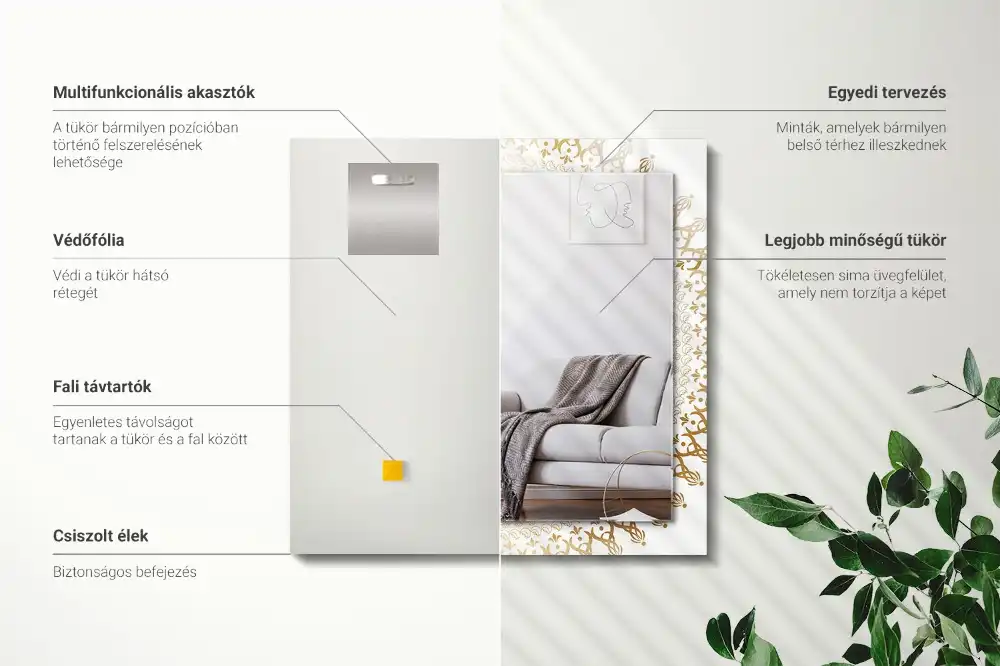 Espejo rectangular estampado patrón de mandala