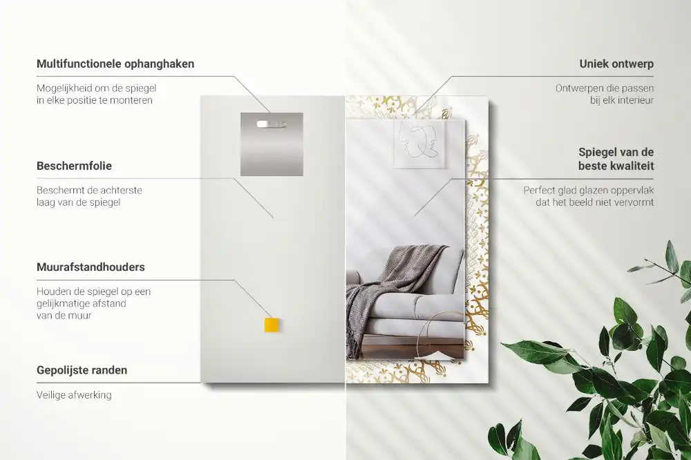 Espejo rectangular estampado patrón de mandala