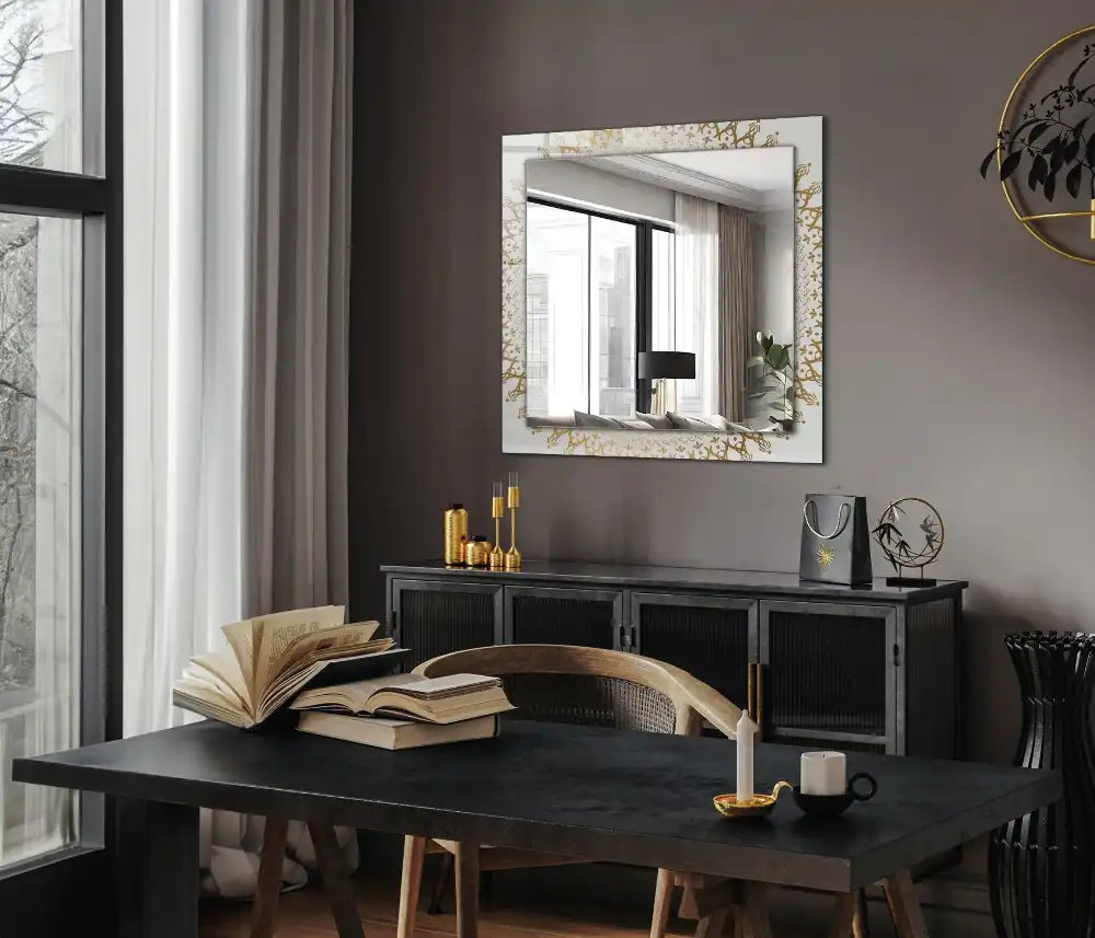 Espejo rectangular estampado patrón de mandala