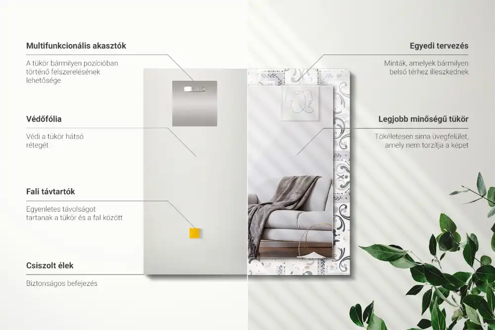 Espejo rectangular impreso Adornos con patrones de azulejos