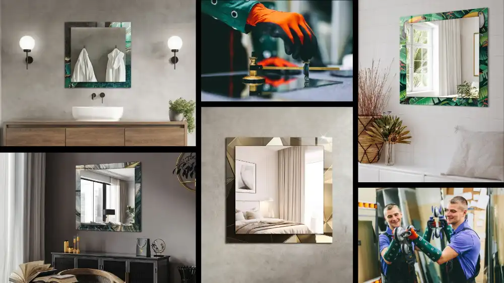 Espejo rectangular impreso Adornos con patrones de azulejos