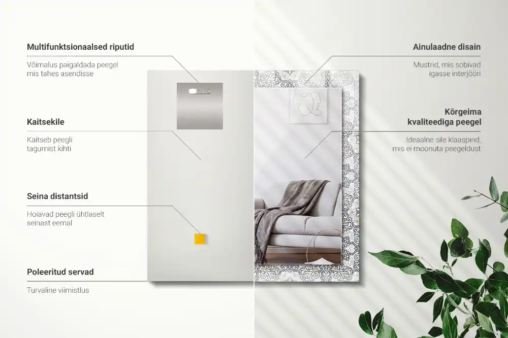 Espejo rectangular estampado Patrón de adorno