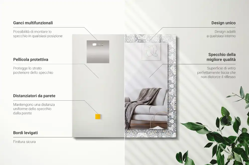 Espejo rectangular estampado Patrón de adorno