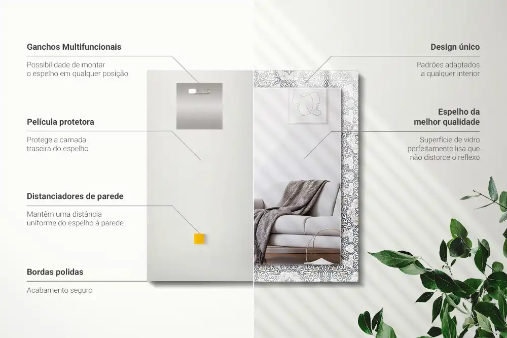 Espejo rectangular estampado Patrón de adorno