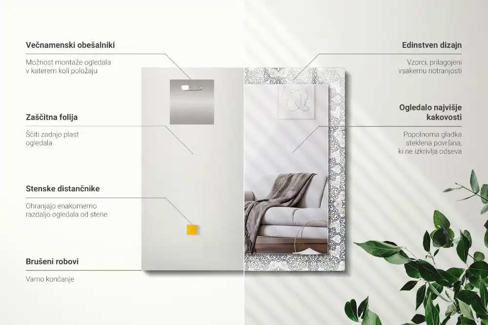 Espejo rectangular estampado Patrón de adorno