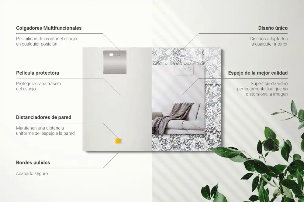 Espejo rectangular estampado Patrón de adorno