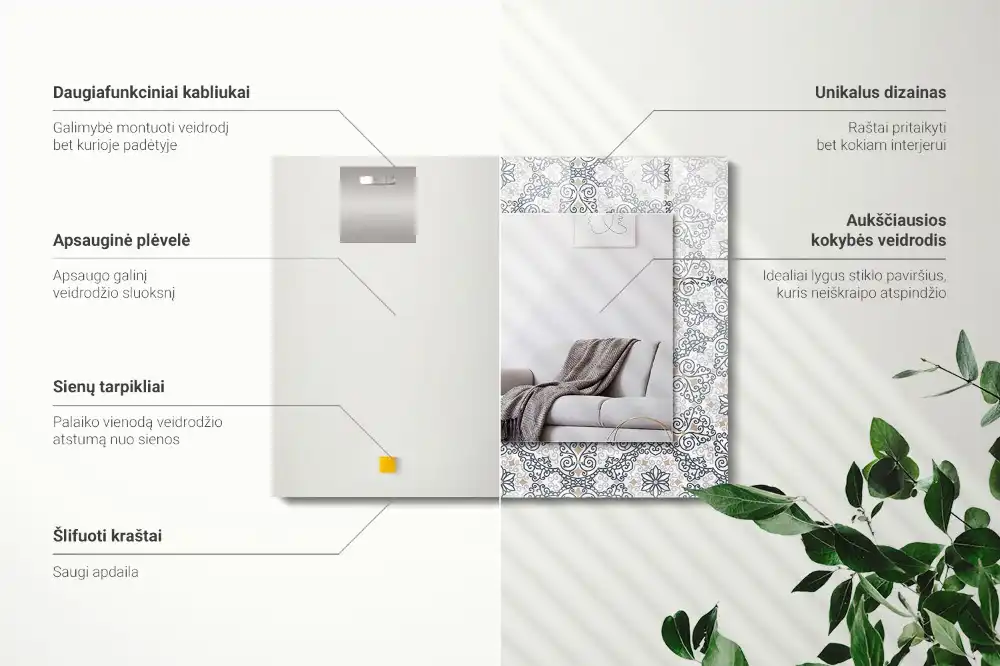 Espejo rectangular estampado Patrón de adorno